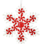 6" Red & White Peppermint Snowflake Ornament Set Of 9