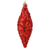 7" Red Metallic Snowflake Finial Ornament Set Of 12