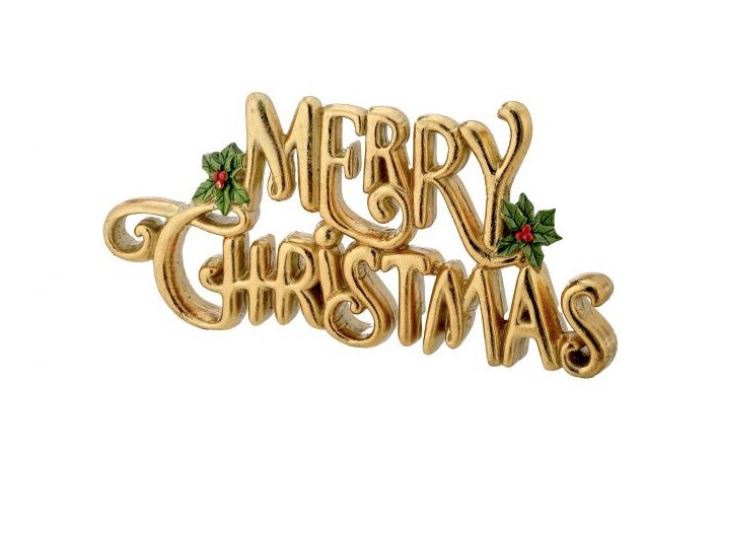 11.5" Gold "Merry Christmas" Sign Table Piece