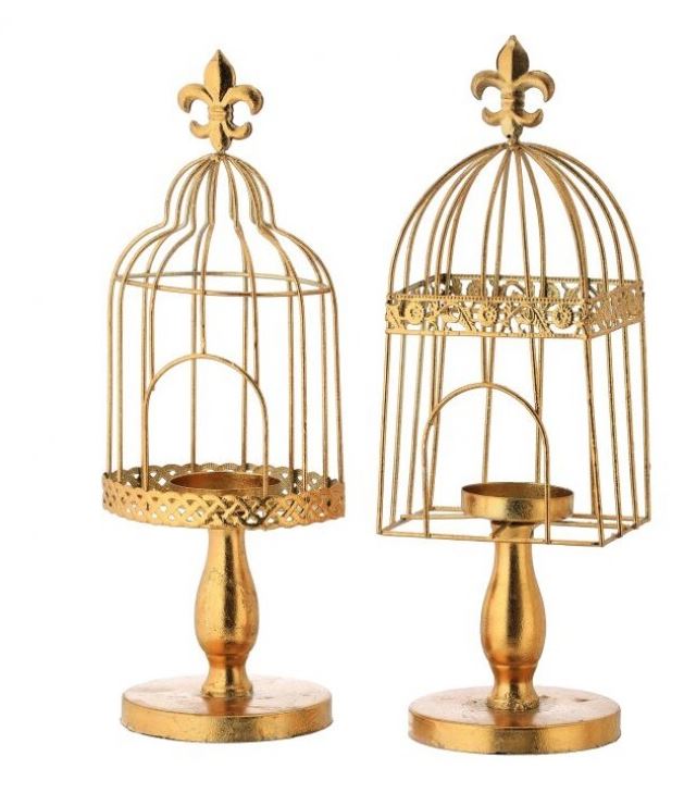 12.5" Votive Bird Cage Set Of 2