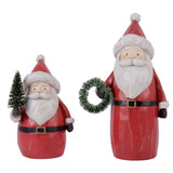 6"- 8.5" Country Santa With Tree & Wreath Set Of 2
