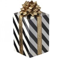 Caja de regalo de 17" en blanco y negro con lazo dorado