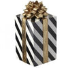Caja de regalo de 17" en blanco y negro con lazo dorado