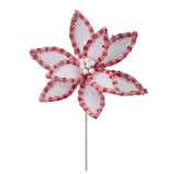 Juego de 6 poinsettias de caramelo blanco y rosa de 22"