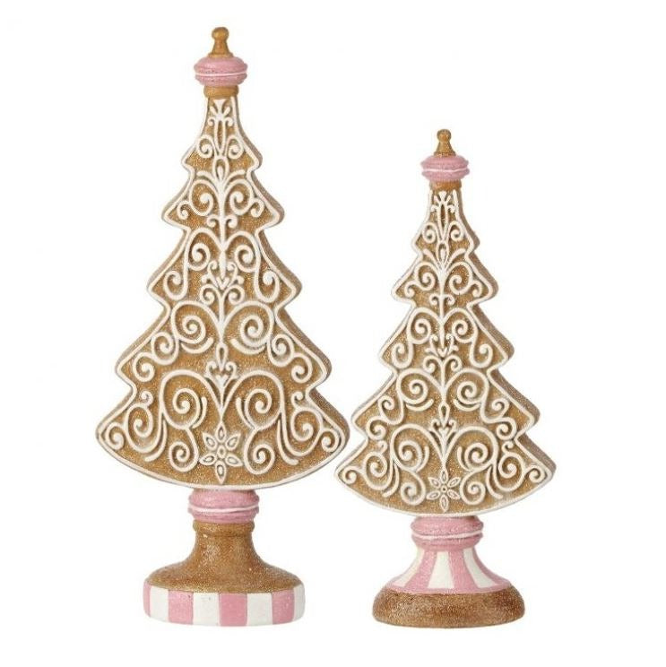 11"- 13.5" Icing Gingerbread Tree Set Of 2