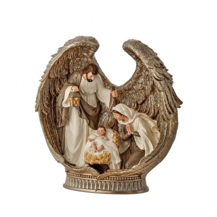 12" Holy Family In Angel Wings