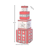 28" Red & Silver Gift Box Stack