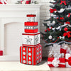 Pila de cajas de regalo adornadas de 28" en rojo y plata