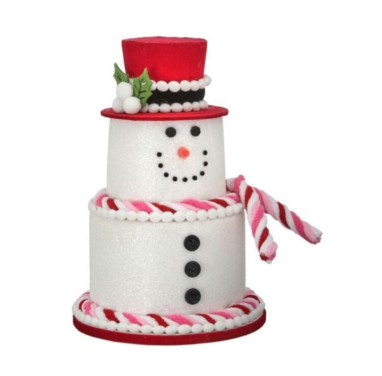 Pastel dulce de muñeco de nieve con purpurina de 11"