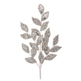 Juego de 6 aerosoles metálicos de hoja de laurel con purpurina plateada de 29"