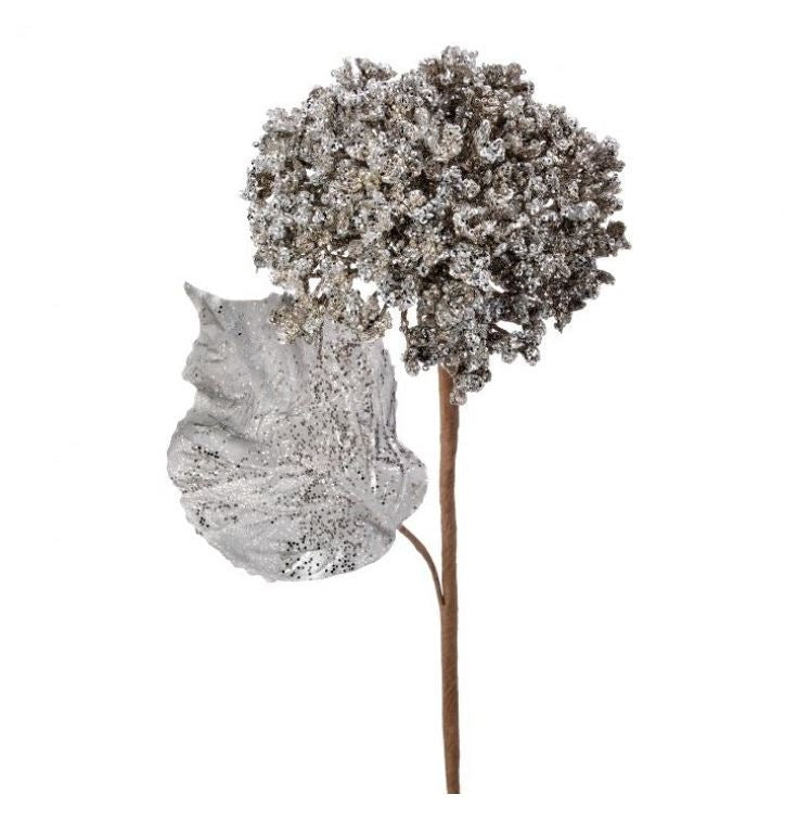 21" Silver Mini Hydrangea Stem Set Of 6