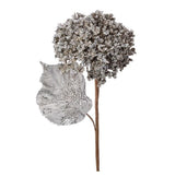 Juego de 6 mini tallos de hortensia plateados de 21"