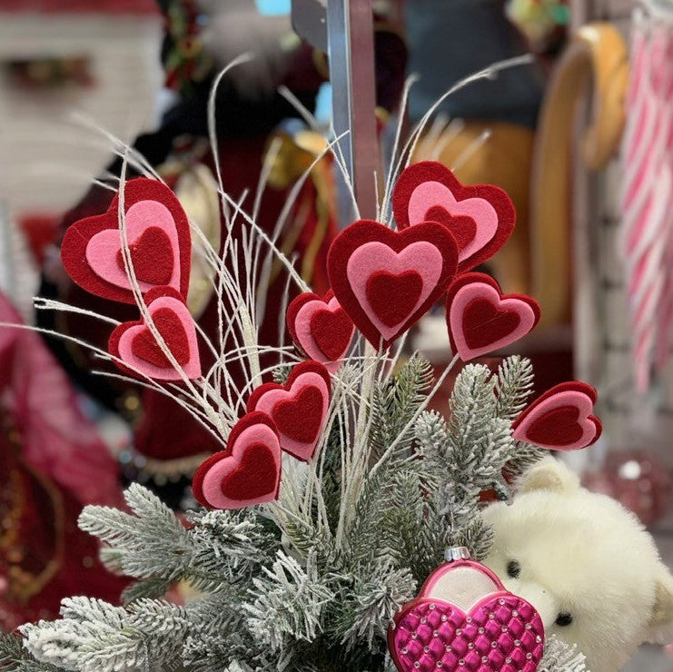 16" Triple Heart Glitter Spray Assorted Set Of 12