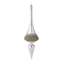 12" SIlver With Champagne Beaded Finial Ornaments Set Of 6