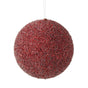 5.5" Burgundy Metallic Beaded Ball Ornament Set Of 6