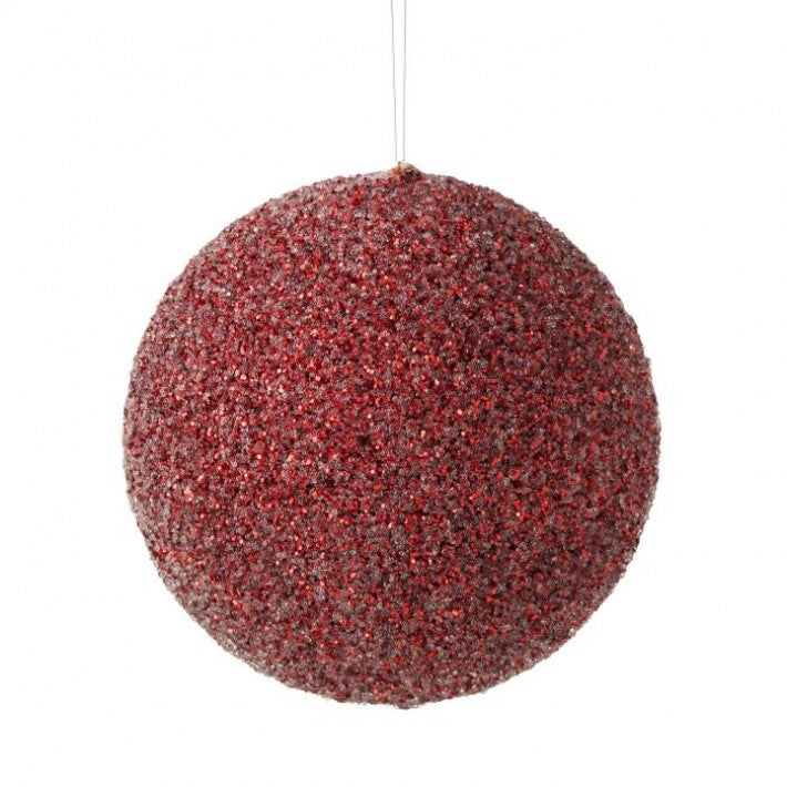 5.5" Burgundy Metallic Beaded Ball Ornament Set Of 6