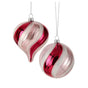 4"-4.5" Pink & White Ball &  Onion Ornament Set Of 6