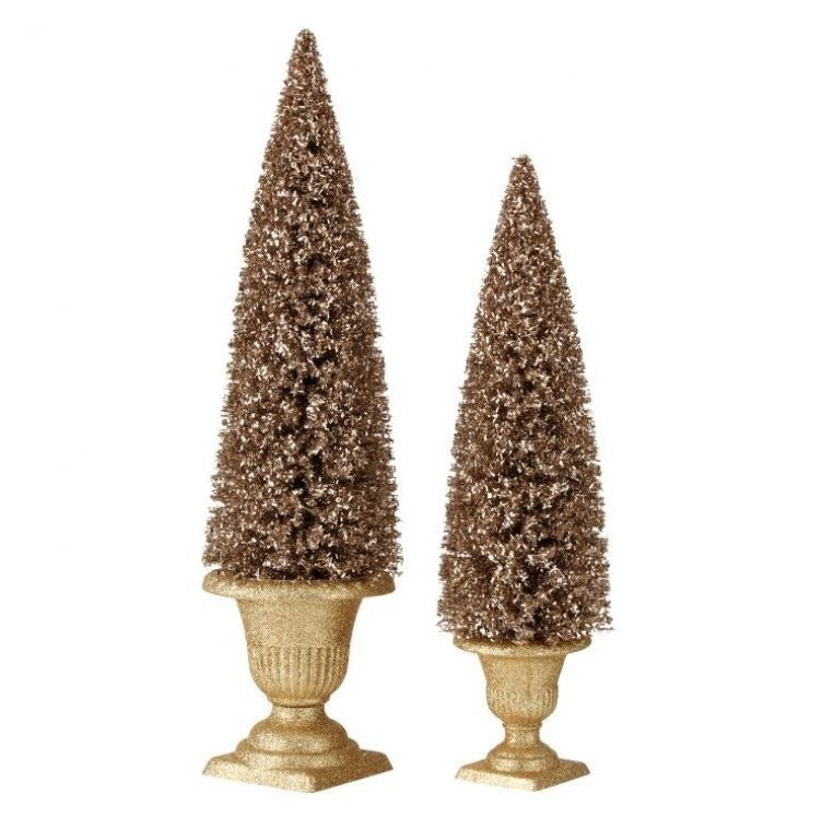 16"- 19" Gold Glitter Urn Trees Set Of 2