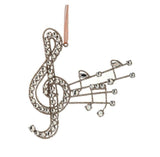 Juego de 8 adornos de notas musicales con joyas doradas de 7"
