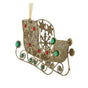 7.5" Green & Gold Jewel Sleigh Ornament Set Of 4