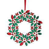 9.5" Green & Red Holly Wreath Set Of 4