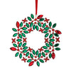 9.5" Green & Red Holly Wreath Set Of 4