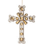 12" Champagne Jeweled Cross Ornament Set Of 2