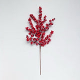 22" Red Iced Glitter Crown Berry Spray Set Of 6