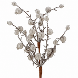 20" Platinum Metallic Beaded Crown Berry Spray Set Of 6