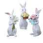 11.5" Bunnies with Floral Bouquets Assorted Set of 3