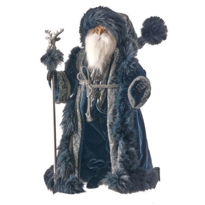 27" Blue Regal Santa With Staff