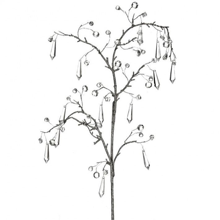 43" Silver Crystal Drop Clear Spray Set Of 4