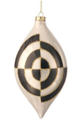 Adorno de remate de 8" en negro, blanco y dorado, juego de 6 unidades