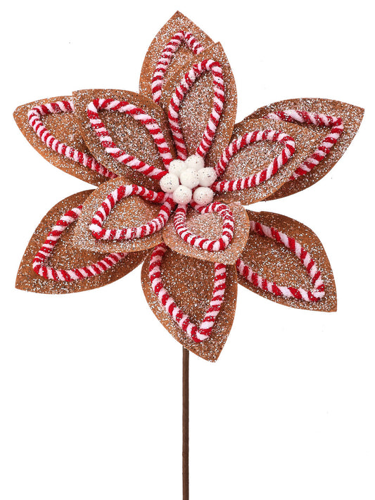 22" Sugar & Spice Poinsettia Stem Set Of 6