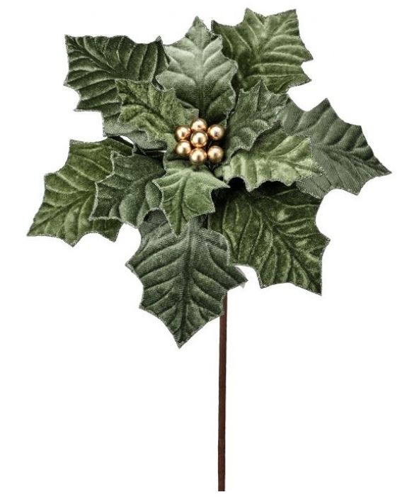 22" Green Poinsettia Stem Set Of 6