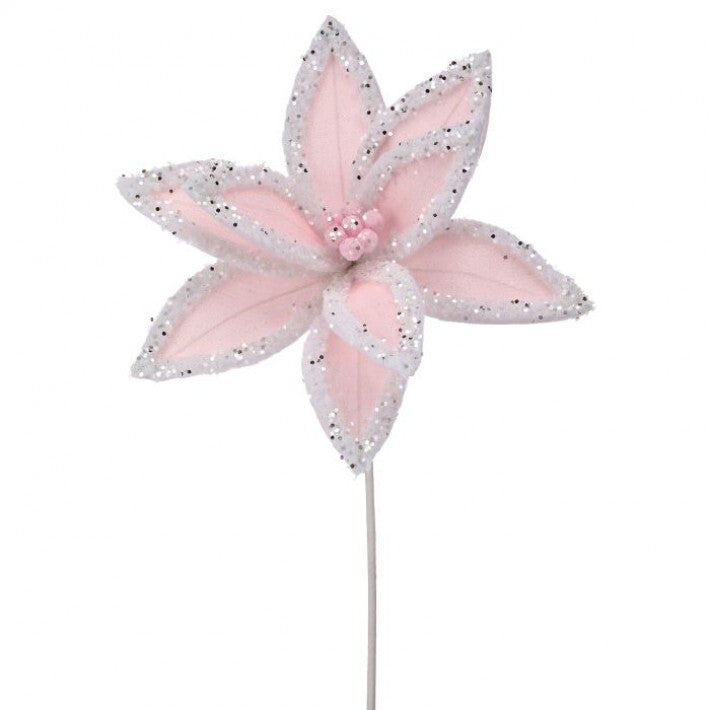 22" Winter Freeze Poinsettia Stem Set Of 6