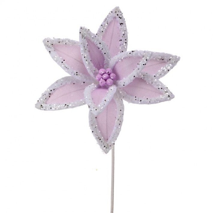 22" Winter Freeze Poinsettia Stem Set Of 6