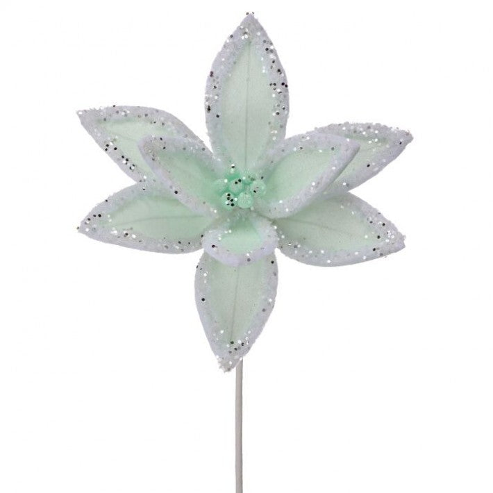 22" Winter Freeze Poinsettia Stem Set Of 6