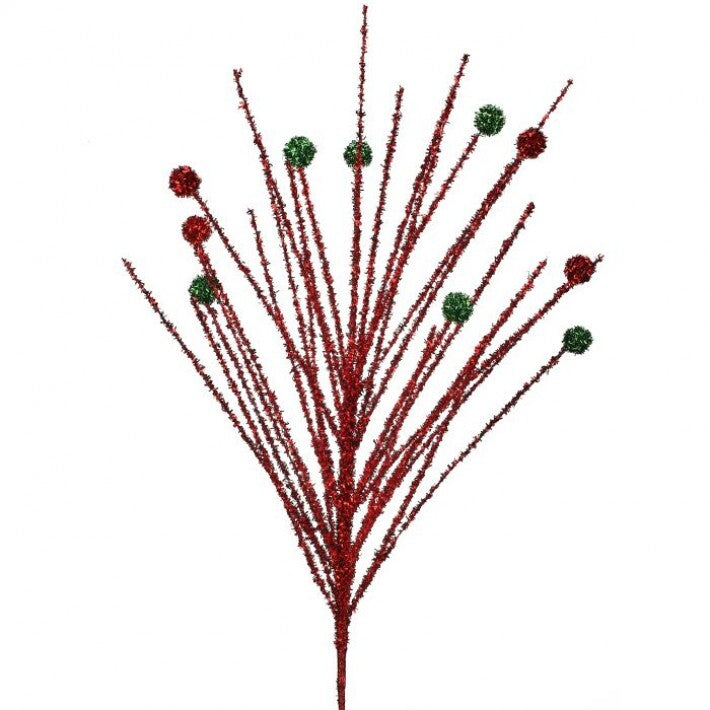 30" Red Glitter Burst Stem Set Of 12