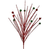 30" Red Glitter Burst Stem Set Of 12
