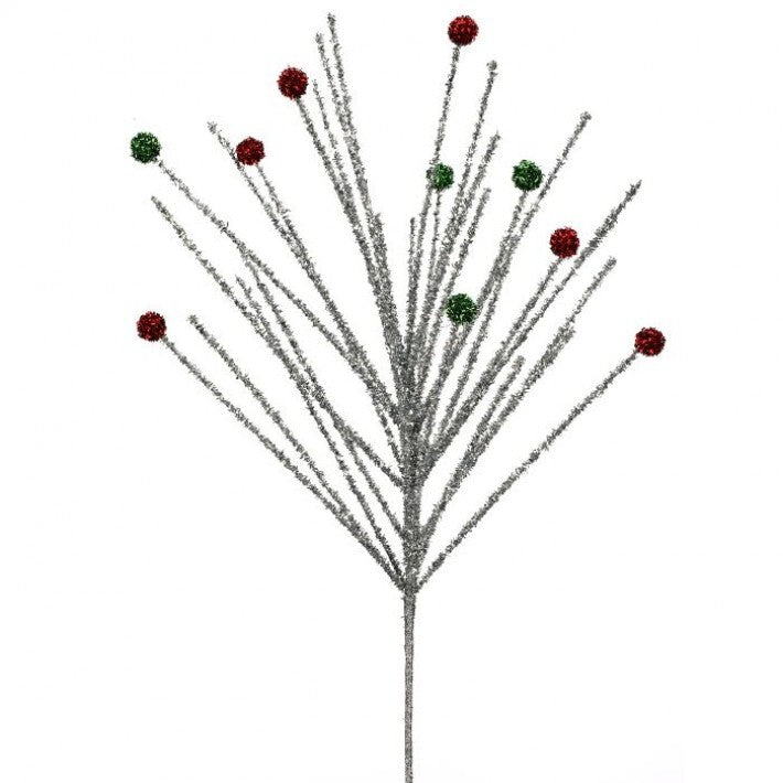 30" Silver Glitter Burst Stem Set Of 12