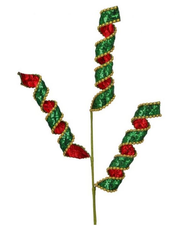 Juego de 6 pulverizadores rizados rojos, verdes y dorados de 29"