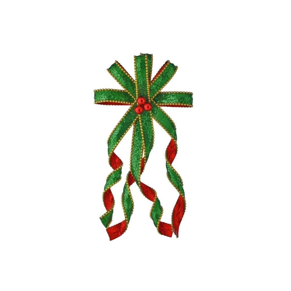 20" Metallic Red Green Gold Sequin Bow