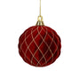 6" Burgundy & Gold Velvet Ball Box Of 2