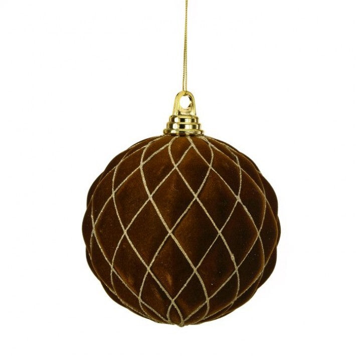 6" Brown & Gold Velvet Ball Box Of 2
