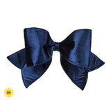 24" Midnight Blue Velvet Padded Bow Outdoor UV-Resistant