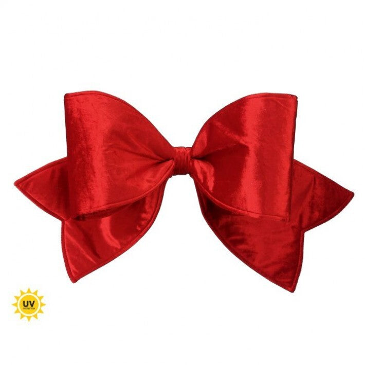 24" Red Velvet Padded Bow Outdoor UV-Resistant
