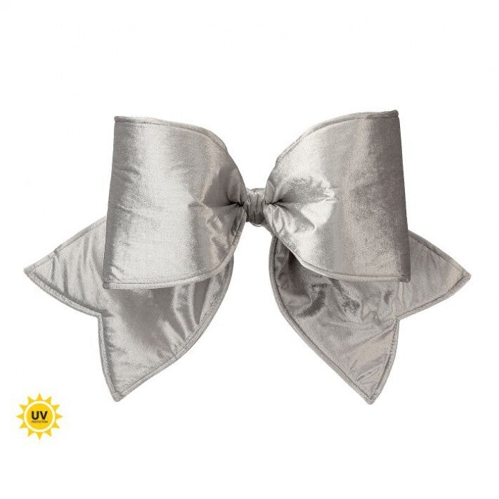 24" Silver Velvet Padded Bow Outdoor UV-Resistant