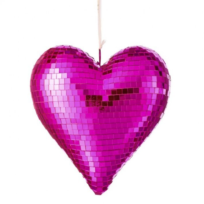10" Pink Mirrored Heart Ornament
