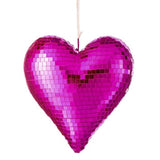 10" Pink Mirrored Heart Ornament